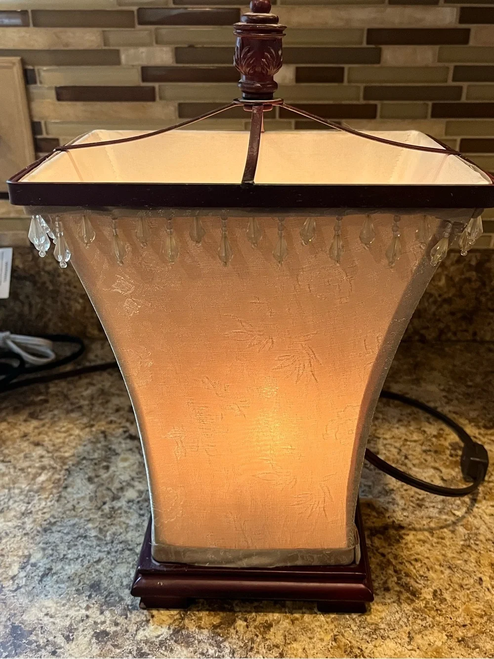 Elegant Cream Accent Table Lamp with Beaded Trim